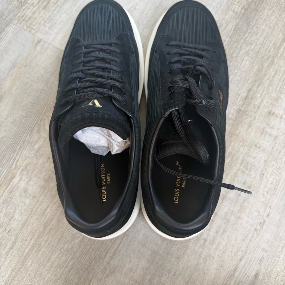Louis Vuitton Men's Black Sneakers with Cream Soles